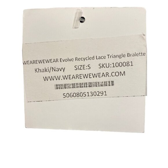 We Are We Wear NWT Evolve Recycled Lace Triangle Bralette, Khaki Navy Women's S - Picture 9 of 12